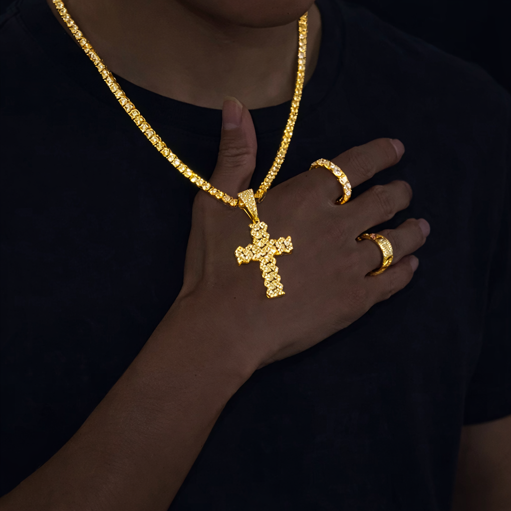 Hip Hop Cross Pendant Necklace With D VVS Moissanite Iced Out Bling 925 Silver - DripVault