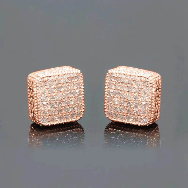 Trendy Square Stud Earrings Lady Full Bling Iced Out Brilliant CZ Jewelry Fashion Women's Earrings - DripVault