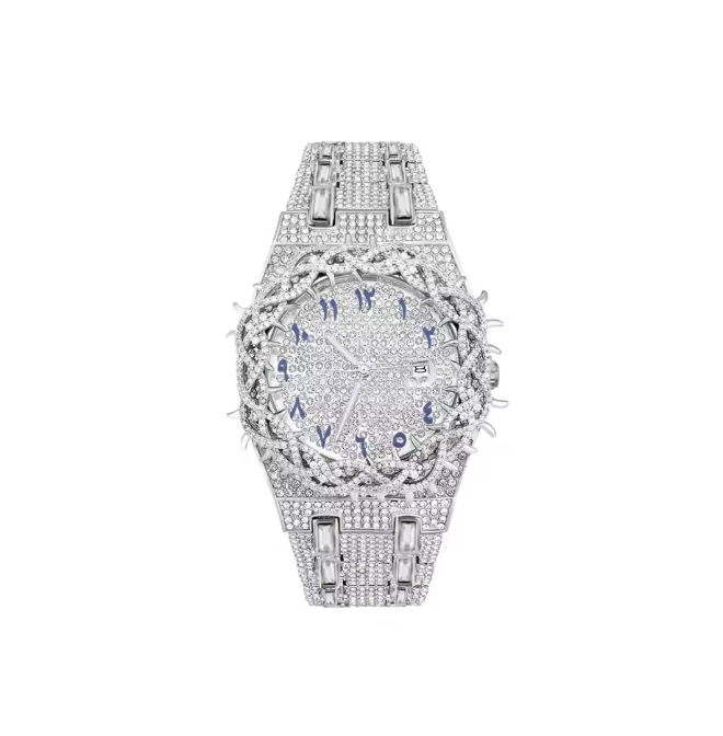 Iced Out Thorn Crown AP Style Watch Full CZ Diamond Hip Hop Luxury Quartz Bling - DripVault
