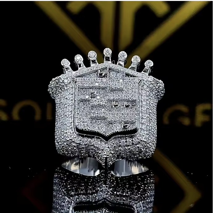 2026 New Men's 925 Sterling Silver Ring Vintage King Crown Iced Out Hip Hop Ring - DripVault