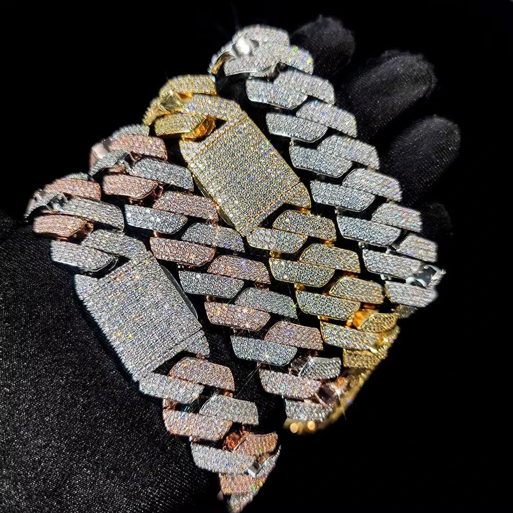 Hip Hop Jewelry 14mm Thick Cuban Link Chain Crystal Miami Gold Silver Two Color Iced Out CZ Cuban Chain Necklace - DripVault