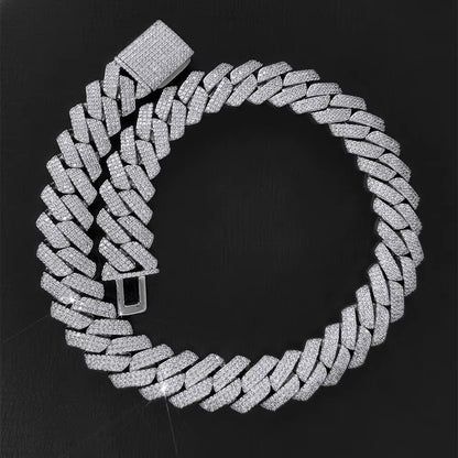 Hip Hop Jewelry 14mm Thick Cuban Link Chain Crystal Miami Gold Silver Two Color Iced Out CZ Cuban Chain Necklace - DripVault