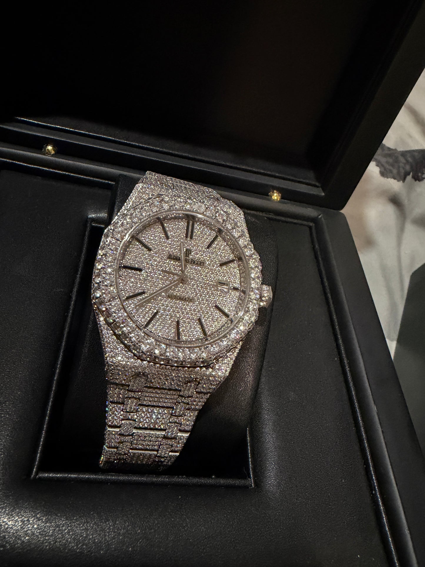 Iced Out FULL BUSS DOWN AP Automatic Watch HIGH quality with Box and all paperwork” - DripVault