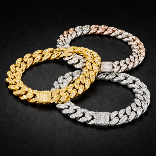 15mm Baguette Cuabn Chain Prong Setting 2 Colors Miami Choker Iced Out Chain Bling CZ Necklace Hiphop Jewelry - DripVault