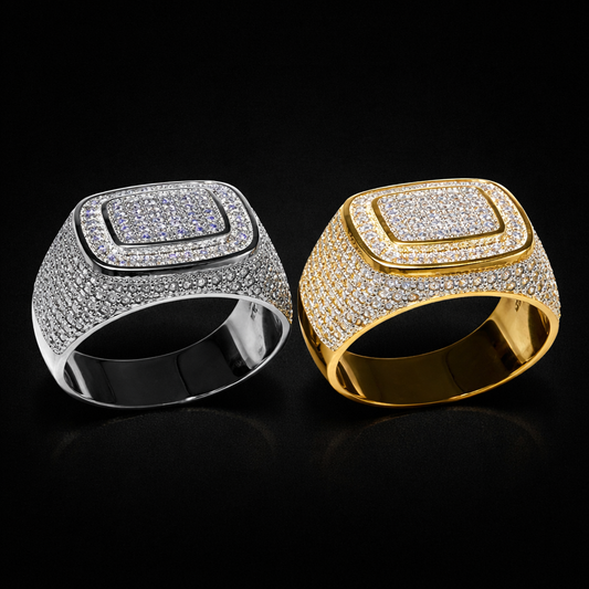 Luxury Hip Hop Micro Pave sona Diamond Stones All Iced Out Bling Ring Big 925 Sterling silver Rings for Men Jewelry - DripVault