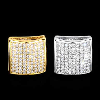 12MM Square Men Women Stud Earring Gold Color Iced Cubic Zircon Screw Back Earrings Hip Hop Jewelry - DripVault