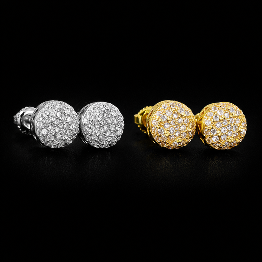 Hip Hop Hemispherical Shaped Piercing Stud Earrings for Unisex Iced Out Zirconia Chunky Punk Rapper's Earring Jewelry - DripVault