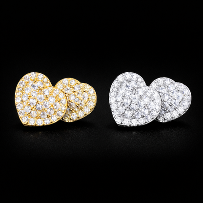 Hip Hop Claw Setting AAAAA+ CZ Bling Ice Out Stud Earring Heart CZ Earrings for Women Rapper Jewelry - DripVault