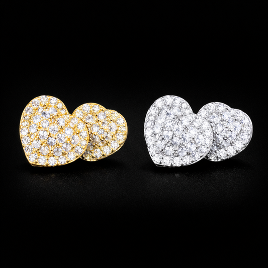 Hip Hop Claw Setting AAAAA+ CZ Bling Ice Out Stud Earring Heart CZ Earrings for Women Rapper Jewelry - DripVault