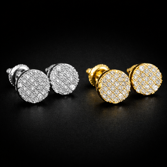 Gold Color Micro Inlaid Zircon 7mm Screw-back Stud Earrings For Women Men Simple Round Ear Piercing Jewelry - DripVault