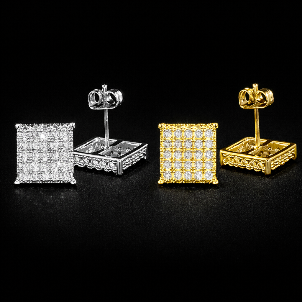 Minimalist Square Stud Earrings for Women/Men Micro Paved CZ Stone Fashion Versatile Couple Earrings - DripVault