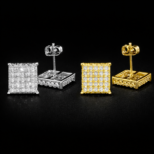 Minimalist Square Stud Earrings for Women/Men Micro Paved CZ Stone Fashion Versatile Couple Earrings - DripVault