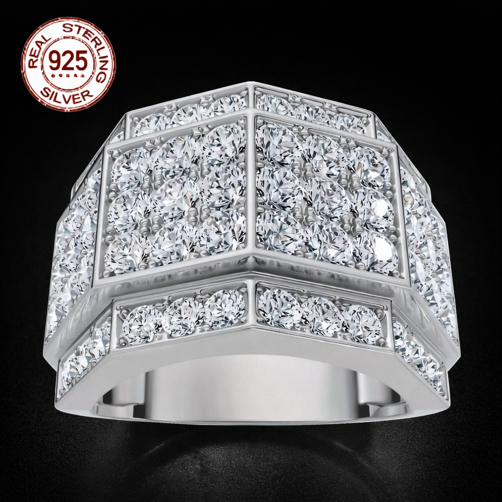 Men's 3Ct Diamond Men's Multi Cluster Wide Ring 925 Sterling Silver Luxury CZ - DripVault