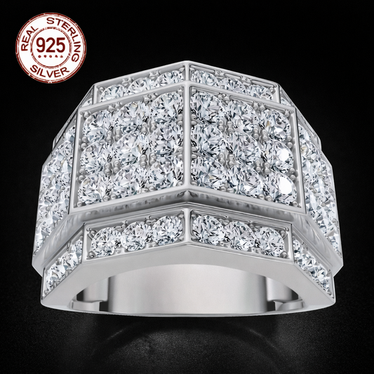 Men's 3Ct Diamond Men's Multi Cluster Wide Ring 925 Sterling Silver Luxury CZ - DripVault