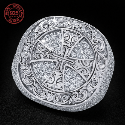 Noble 925 Sterling Silver Eternity AAAAA+ Cross Rings Vintage White Gold Plated - DripVault