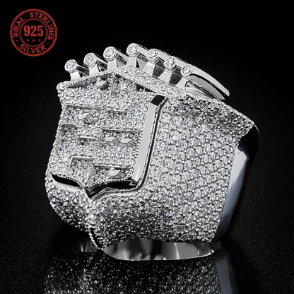 2026 New Men's 925 Sterling Silver Ring Vintage King Crown Iced Out Hip Hop Ring - DripVault