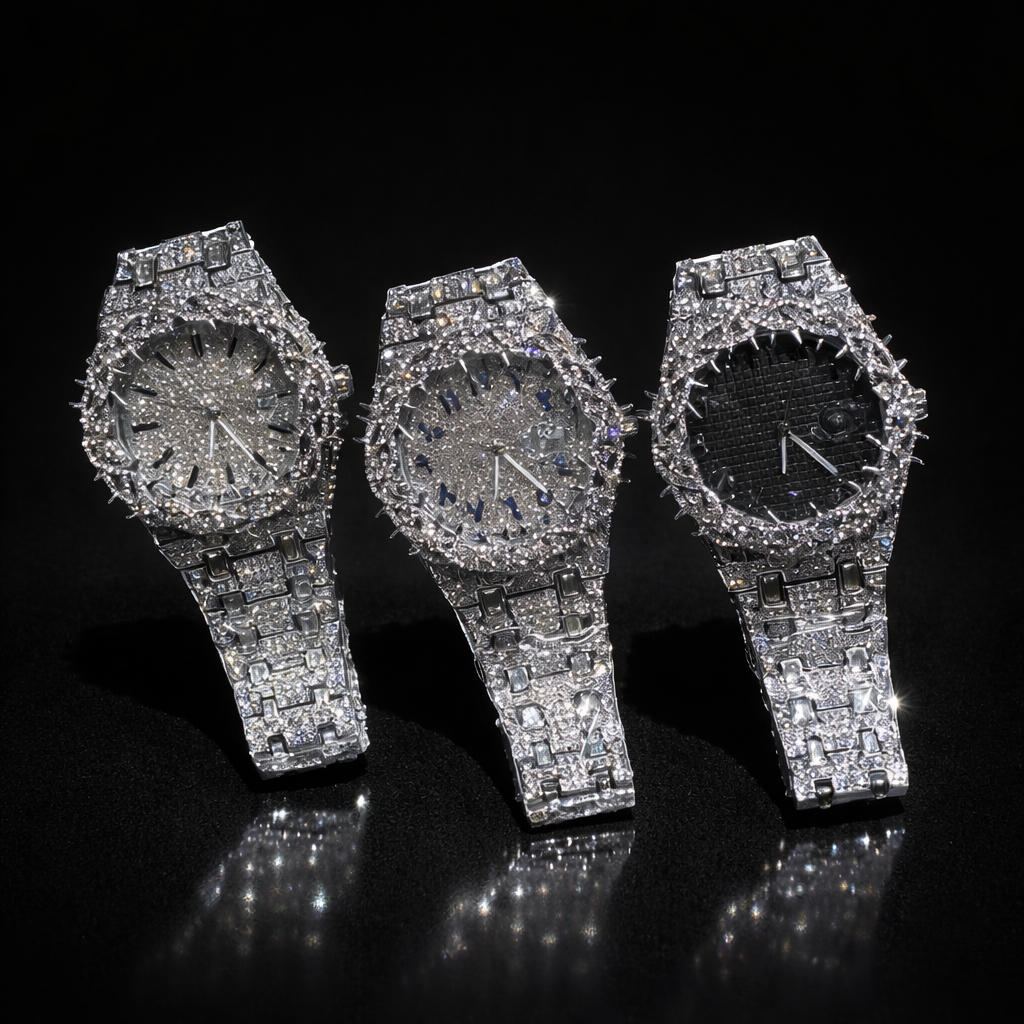 Iced Out Thorn Crown AP Style Watch Full CZ Diamond Hip Hop Luxury Quartz Bling - DripVault