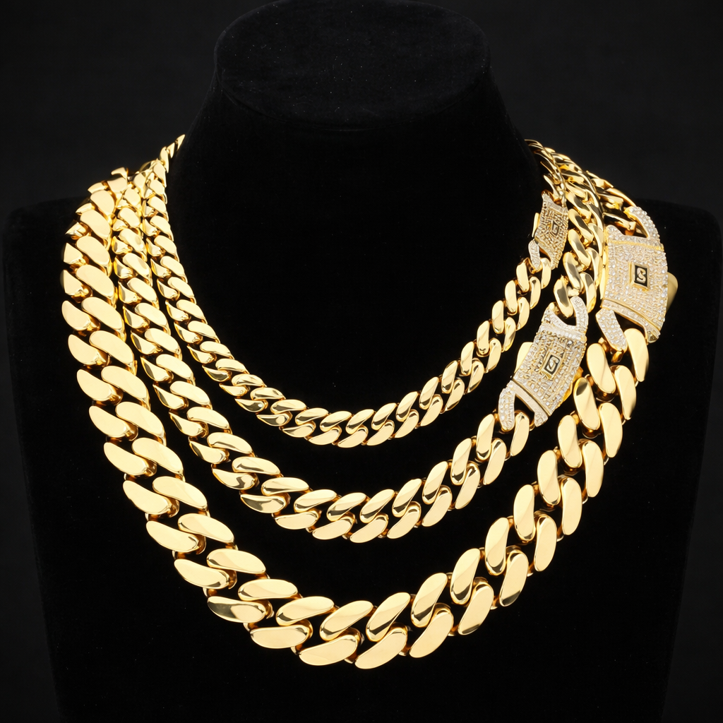 12/15/20MM AAAAA+ 14K Gold Plated High Quality Monaco Chain Bracelet - DripVault