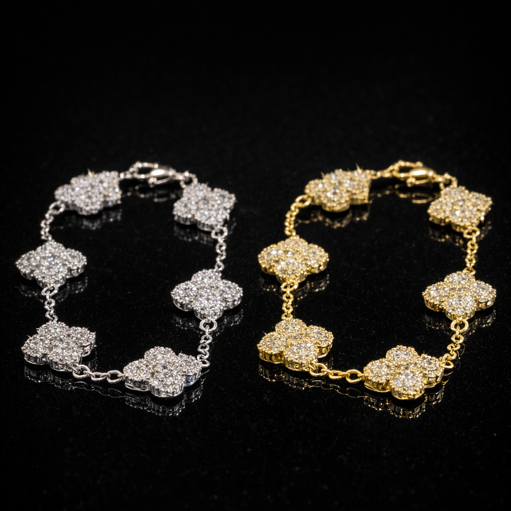 Four-Leaf Clover Moissanite Women Bracelet D Color VVS1 Lab Created GRA PASS DIAMOND TESTER - DripVault