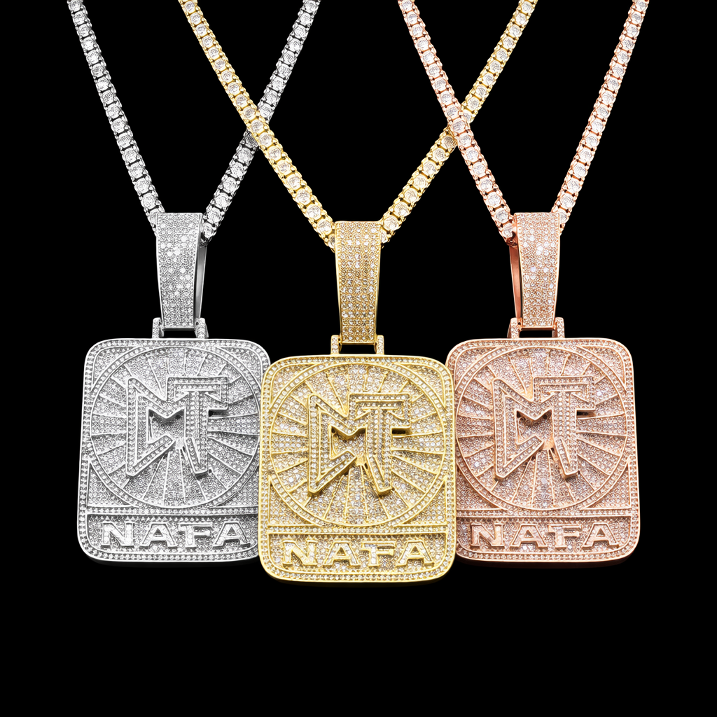 Iced Out CT NATA Necklace Pendant for Women Real Gold Plated Hip Hop Jewelry - DripVault