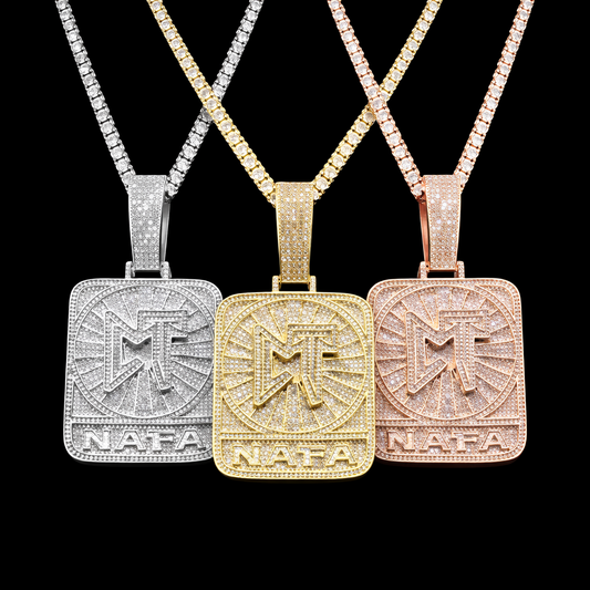 Iced Out CT NATA Necklace Pendant for Women Real Gold Plated Hip Hop Jewelry - DripVault