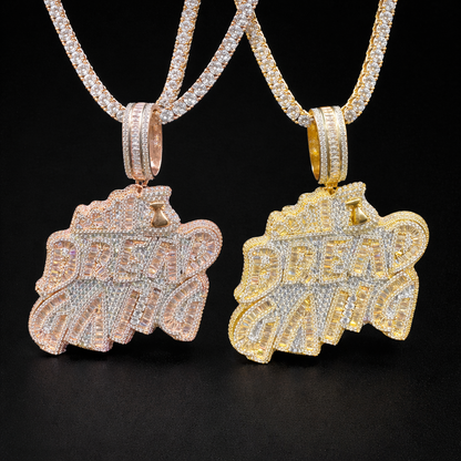 Iced Out Pedant Bread Gang Necklace for Men Cubic Zirconia Baguette Double Color Hip Hop Jewelry - DripVault