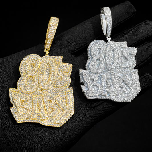 Hip Hop AAAAA+ CZ Stone Paved Bling Iced Out 80s BABY Pendants Necklaces for Men Rapper Jewelry Rose Silver Color - DripVault