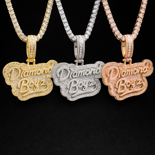 Iced Out Diamond Boyz AAAAA+ Necklace Pendant for Men Real Gold Plated Cubic Zirconia Hip Hop Jewelry - DripVault