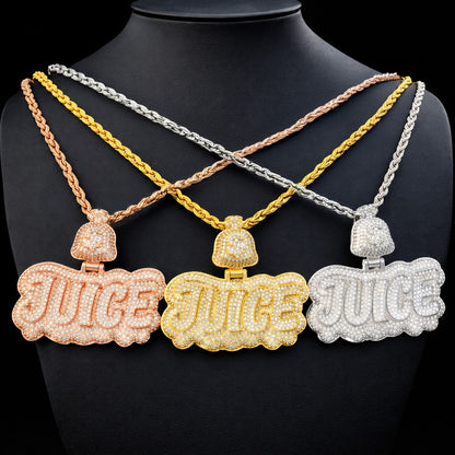 Iced Out Juice Money Bag Bail Necklace Pendant for Men Real Gold Plated AAAAA+ Cubic Zirconia Hip Hop Jewelry - DripVault
