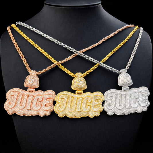 Iced Out Juice Money Bag Bail Necklace Pendant for Men Real Gold Plated AAAAA+ Cubic Zirconia Hip Hop Jewelry - DripVault