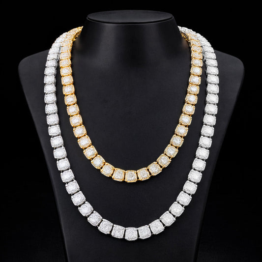 Bubble Letter Clustered Tennis Chain for Men Necklace Hip Hop Zirconia Gold Color Fashion Rock Jewelry - DripVault