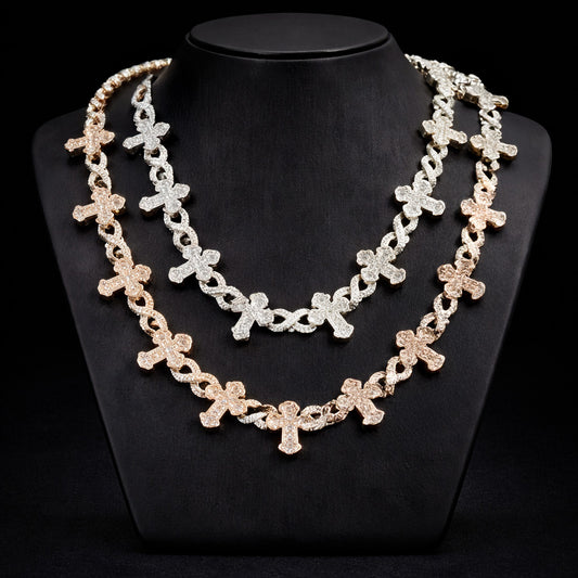 Big Wide Iced Out Infinity Cross Necklace CZ AAAAA+ Paved Hip Hop Chain - DripVault