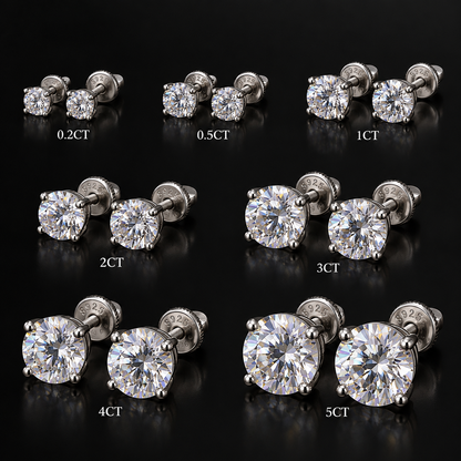 0.2-5CT Premium Moissanite Stud Earrings 925 Silver with GRA Certificate