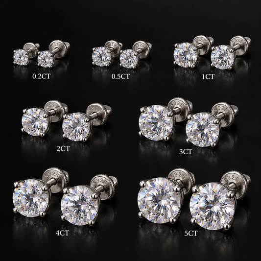 0.2-5CT Premium Moissanite Stud Earrings 925 Silver with GRA Certificate