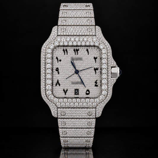 Moissanite Carti Style Watch Arabic Dial with Box and Papers