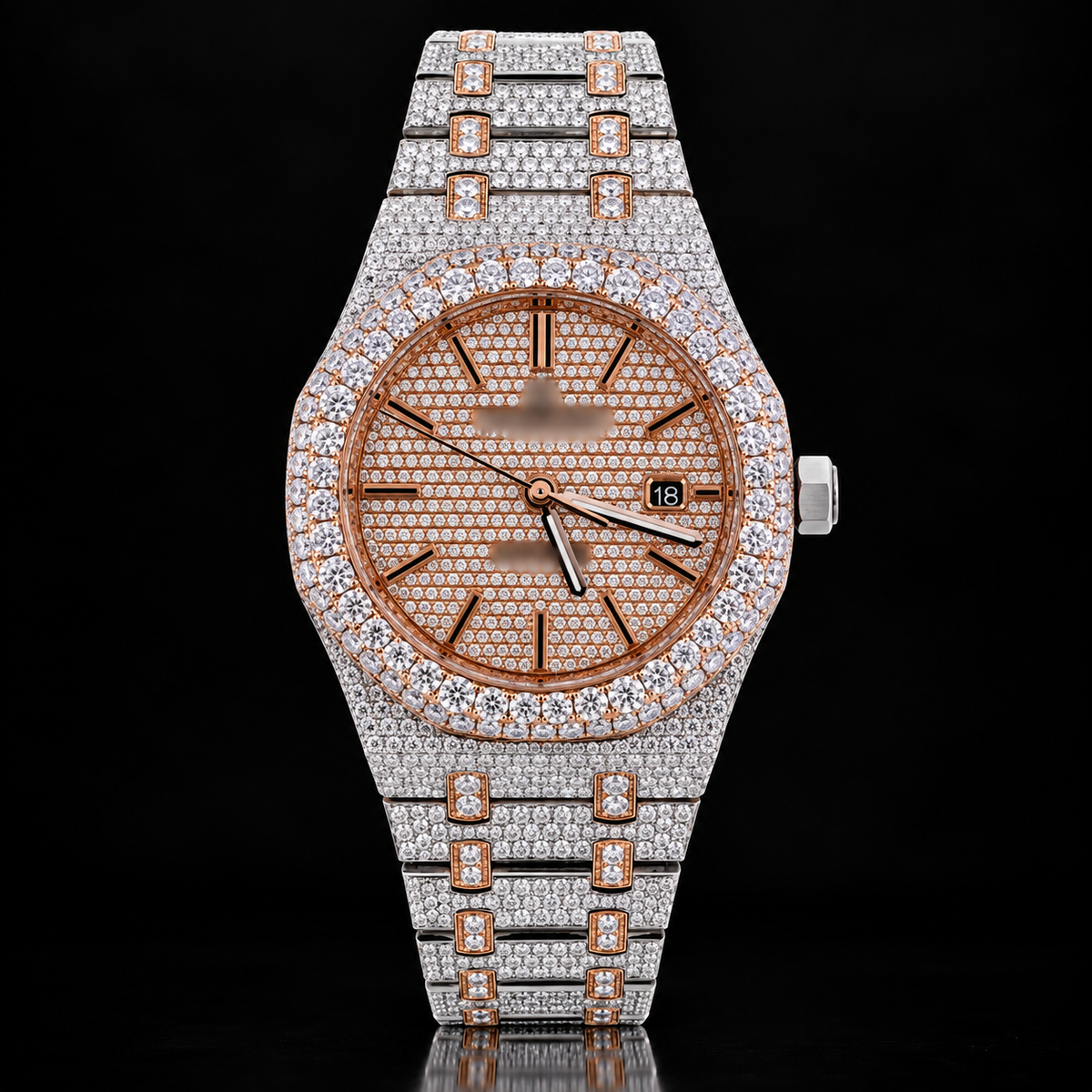 Moissanite Two Tone AP Style Watch with Box and Papers
