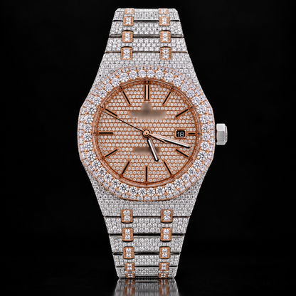 Moissanite Two Tone AP Style Watch with Box and Papers