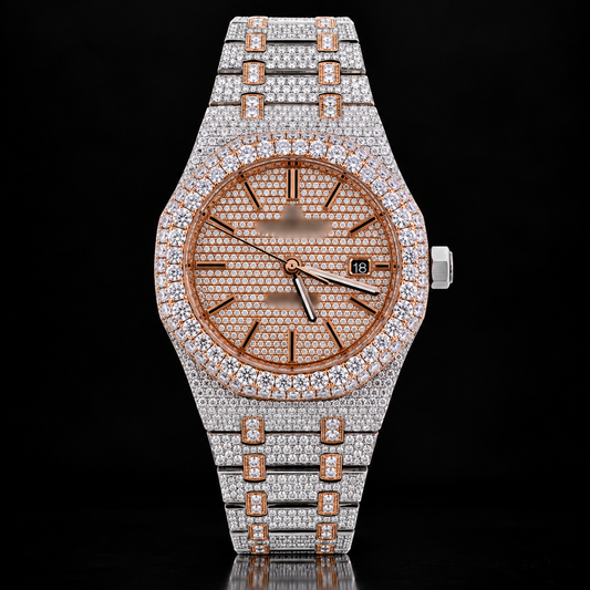 Moissanite Two Tone AP Style Watch with Box and Papers