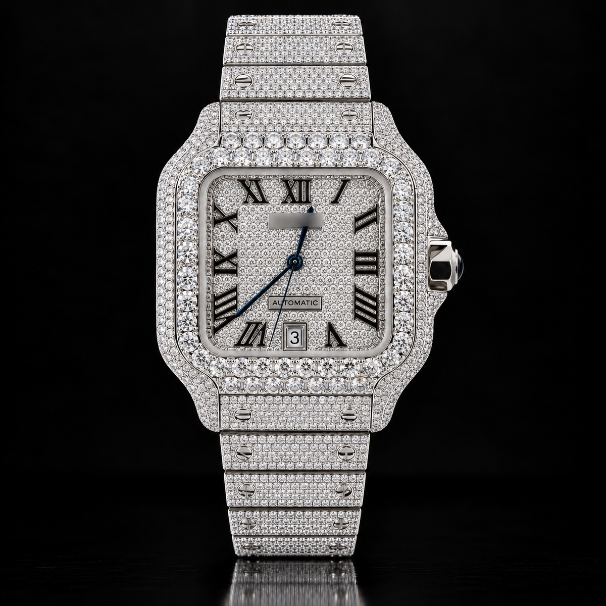 Moissanite Catri Style Numeral Dial Watch with Box and Papers