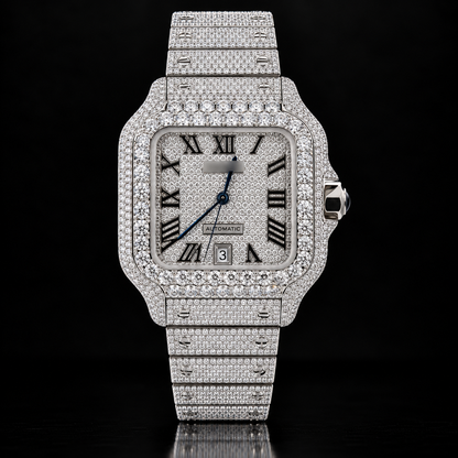 Moissanite Catri Style Numeral Dial Watch with Box and Papers
