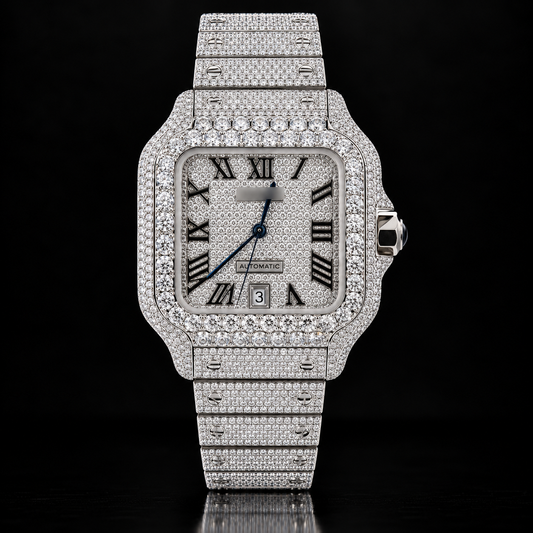 Moissanite Catri Style Numeral Dial Watch with Box and Papers