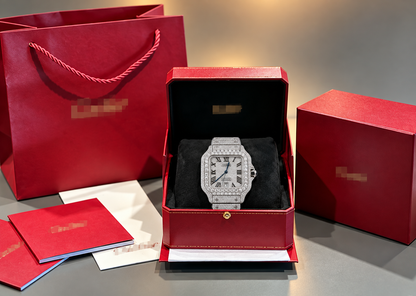 Moissanite Catri Style Numeral Dial Watch with Box and Papers