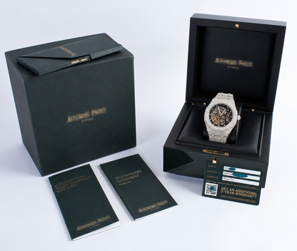 Moissanite Skeleton AP Style Watch with Box and Papers