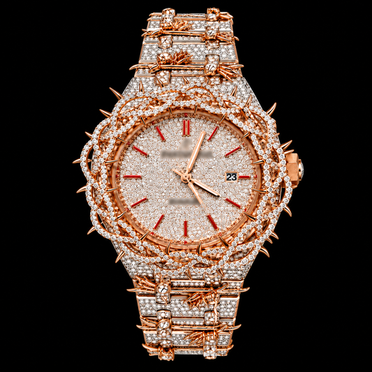 Moissanite AP Style Red Date Marker Watch with Box and Papers