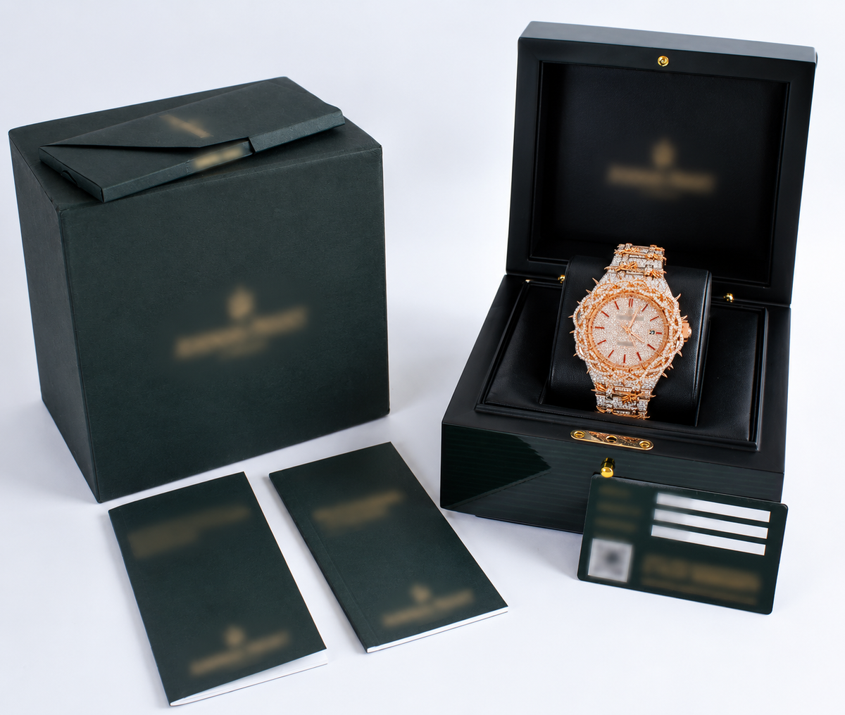 Moissanite AP Style Red Date Marker Watch with Box and Papers
