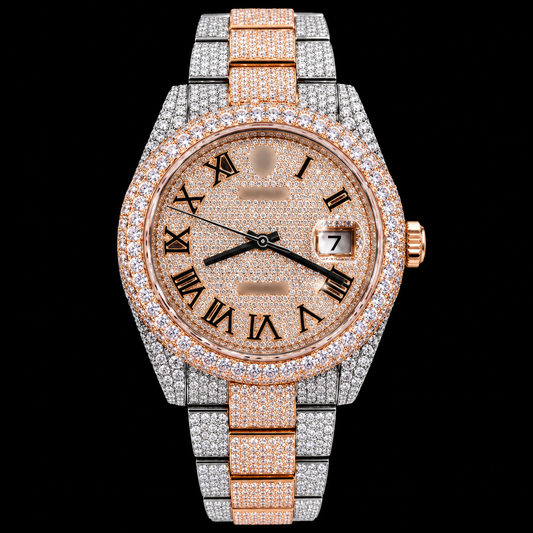 Moissanite Two Tone Rolex Datejust Style Watch with Box and Papers