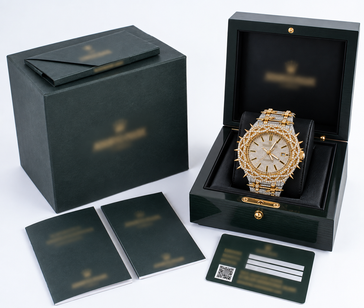Moissanite Two Tone AP Style Torn Bezel with Box and Papers