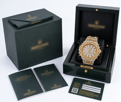 Moissanite Two Tone AP Style Torn Bezel with Box and Papers