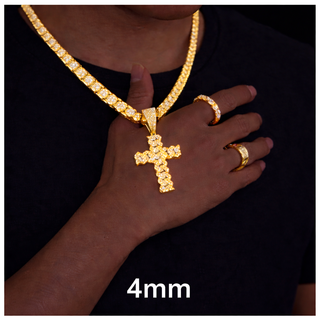 Hip Hop Cross Pendant Necklace With D VVS Moissanite Iced Out Bling 925 Silver - DripVault