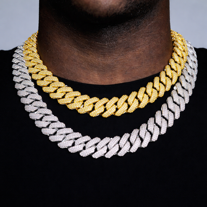 Iced Out 20 inch Jewelry Hip Hop Silver Gold Cuban Link Chain High Quality - DripVault